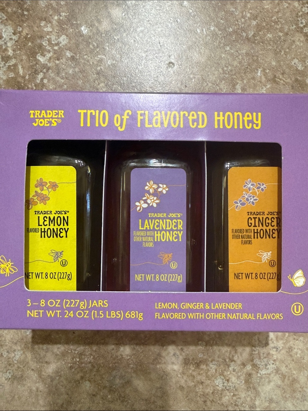 Trader Joe's Trio of Flavored Honey - Lemon, Lavender & Ginger